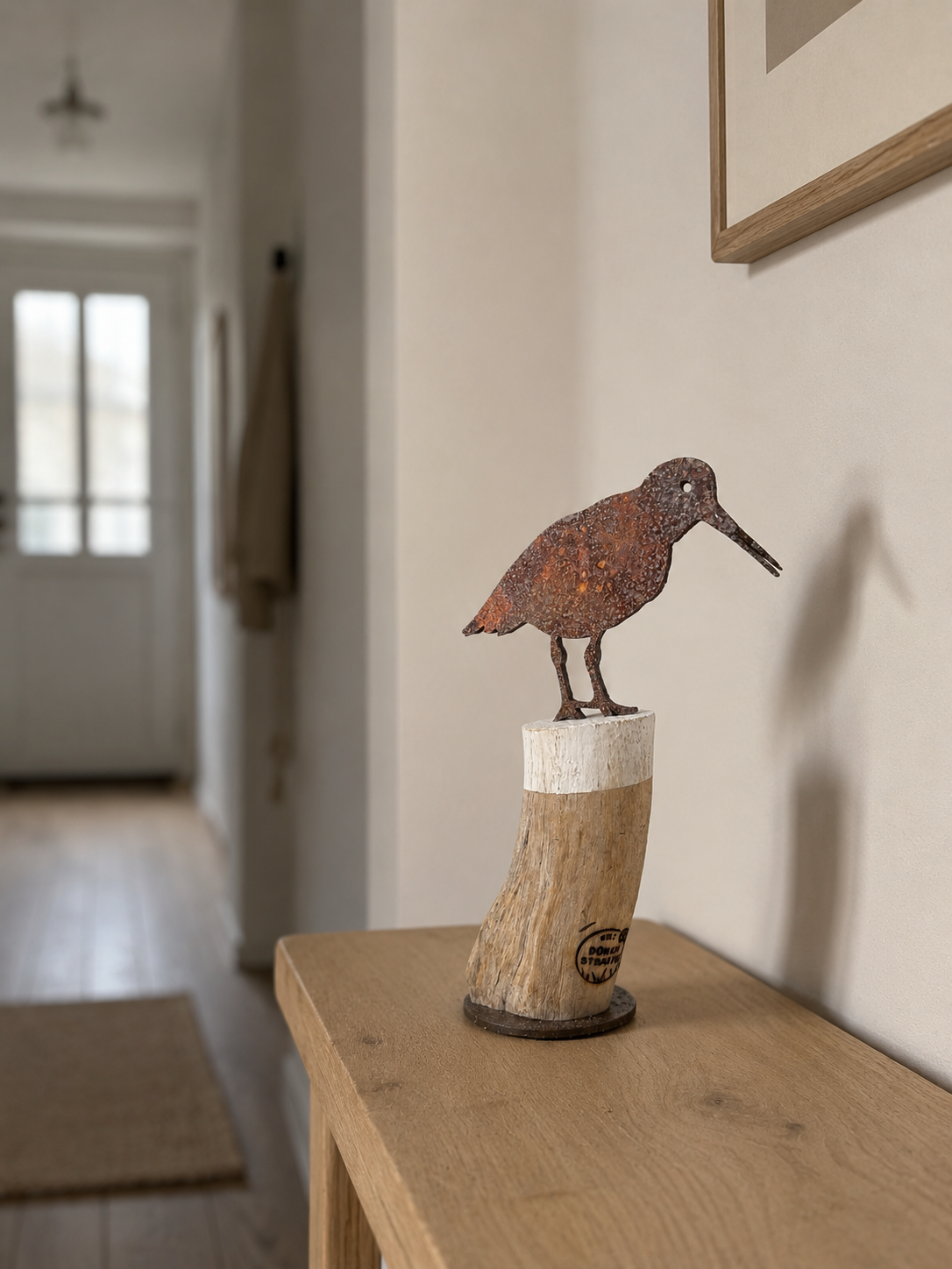 Driftwood Skulptur „Austerfischer Petrol“