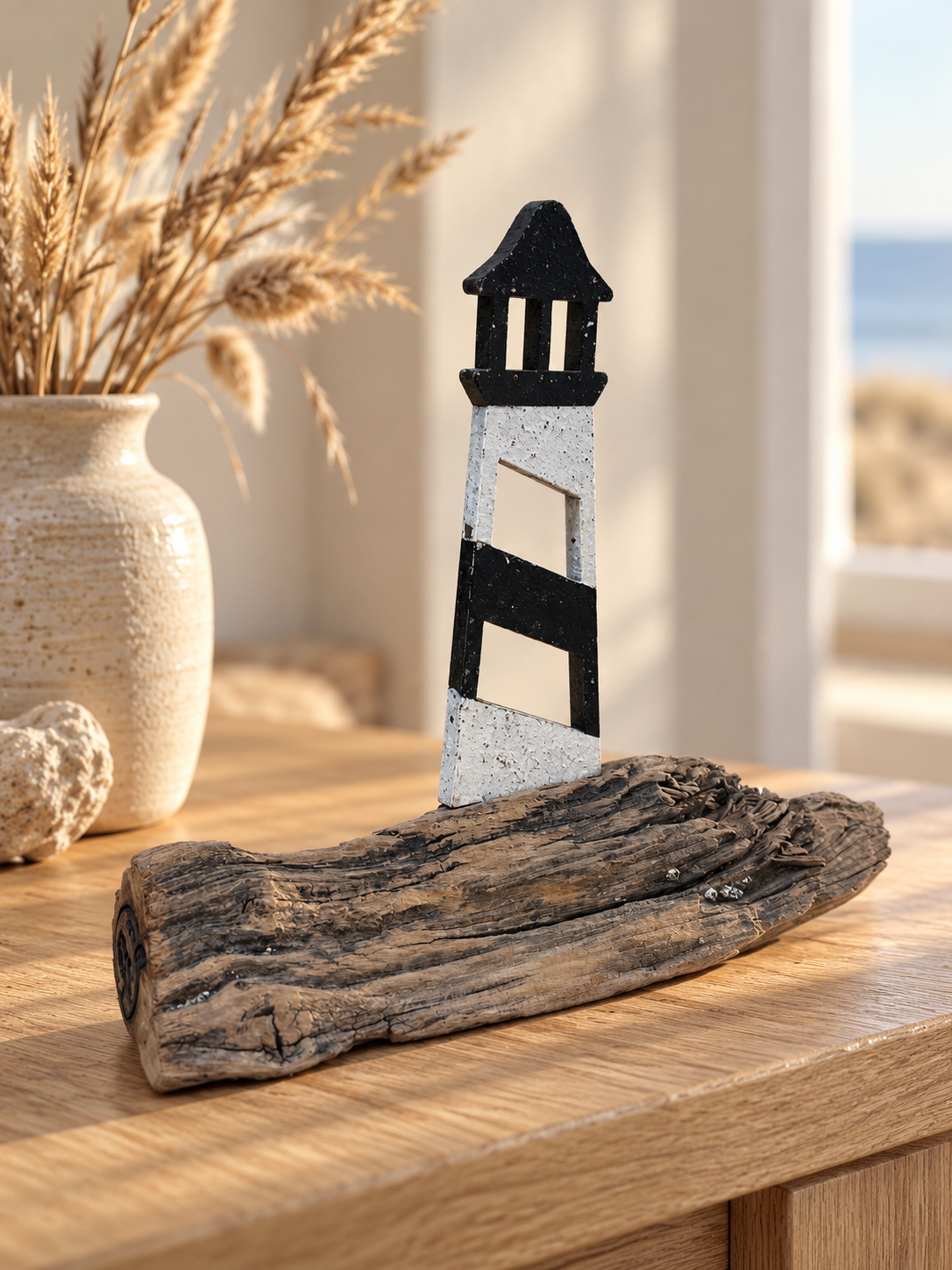 🌊 Driftwood Skulptur „Sylter Leuchtturm“ – Ein Stück Küste für Zuhause