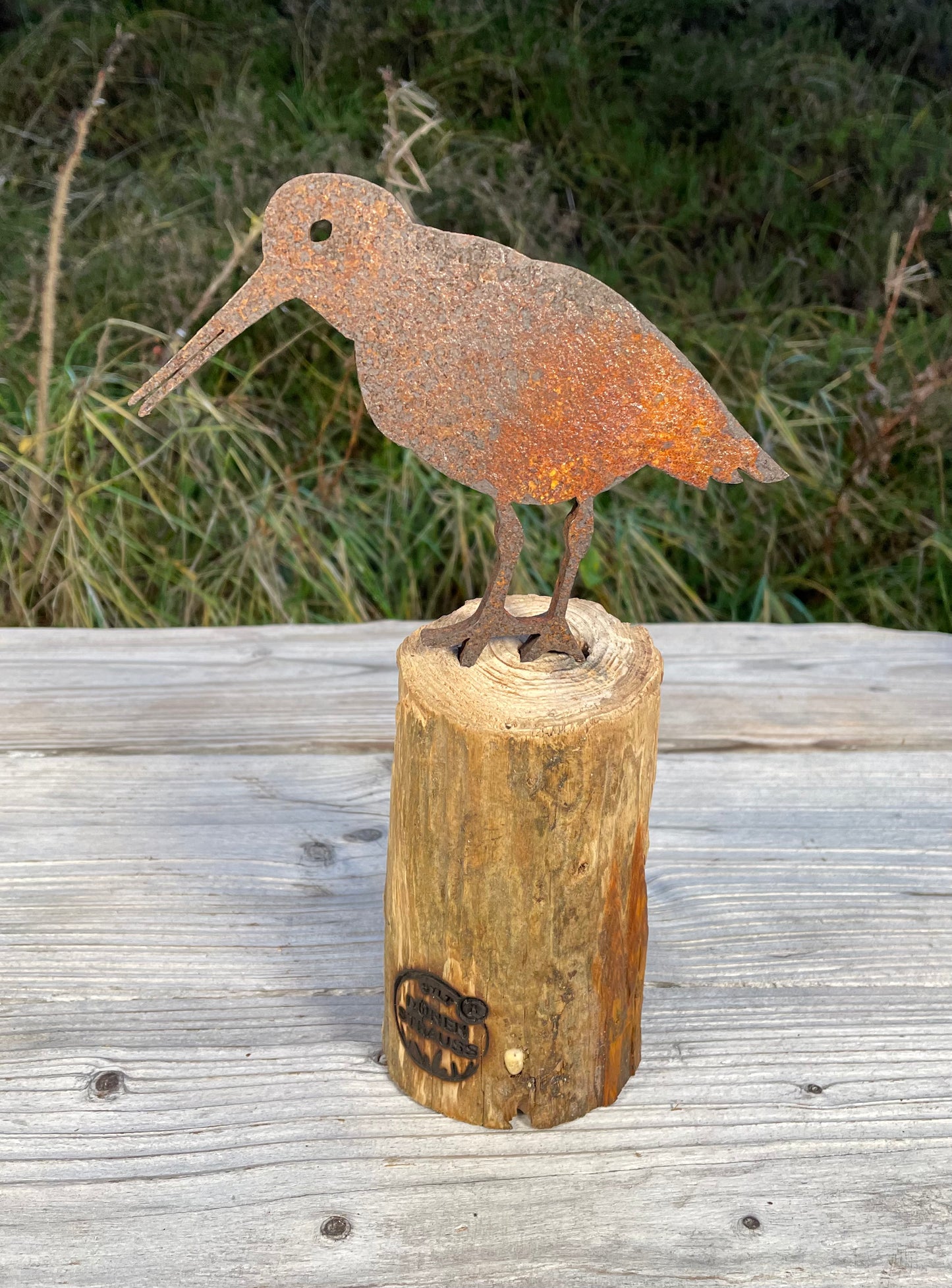 Driftwood Skulpturen Austernfischer "Petrol"