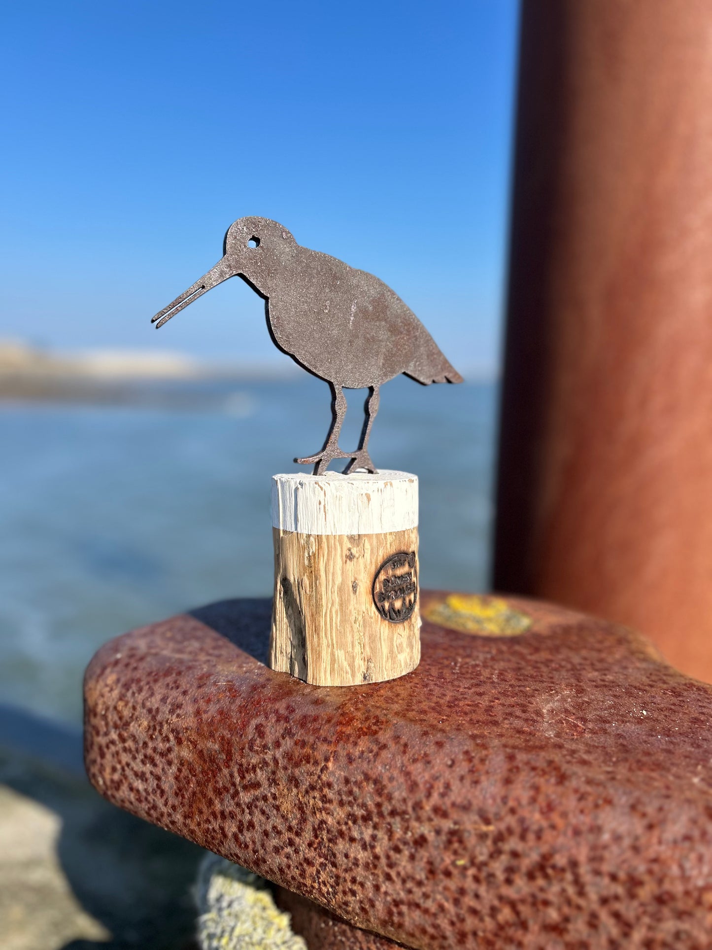 Driftwood Skulptur „Austerfischer Petrol“