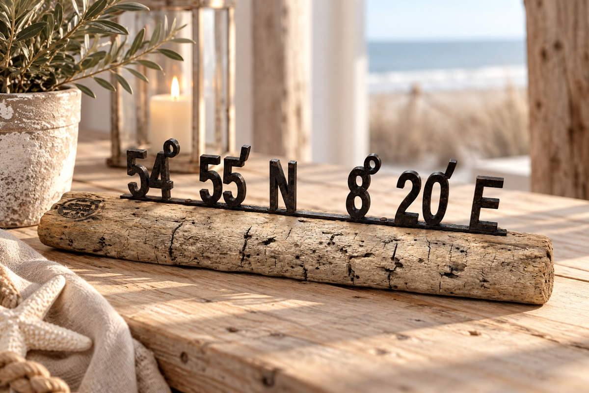 Driftwood Skulptur „Sylt Koordinaten“