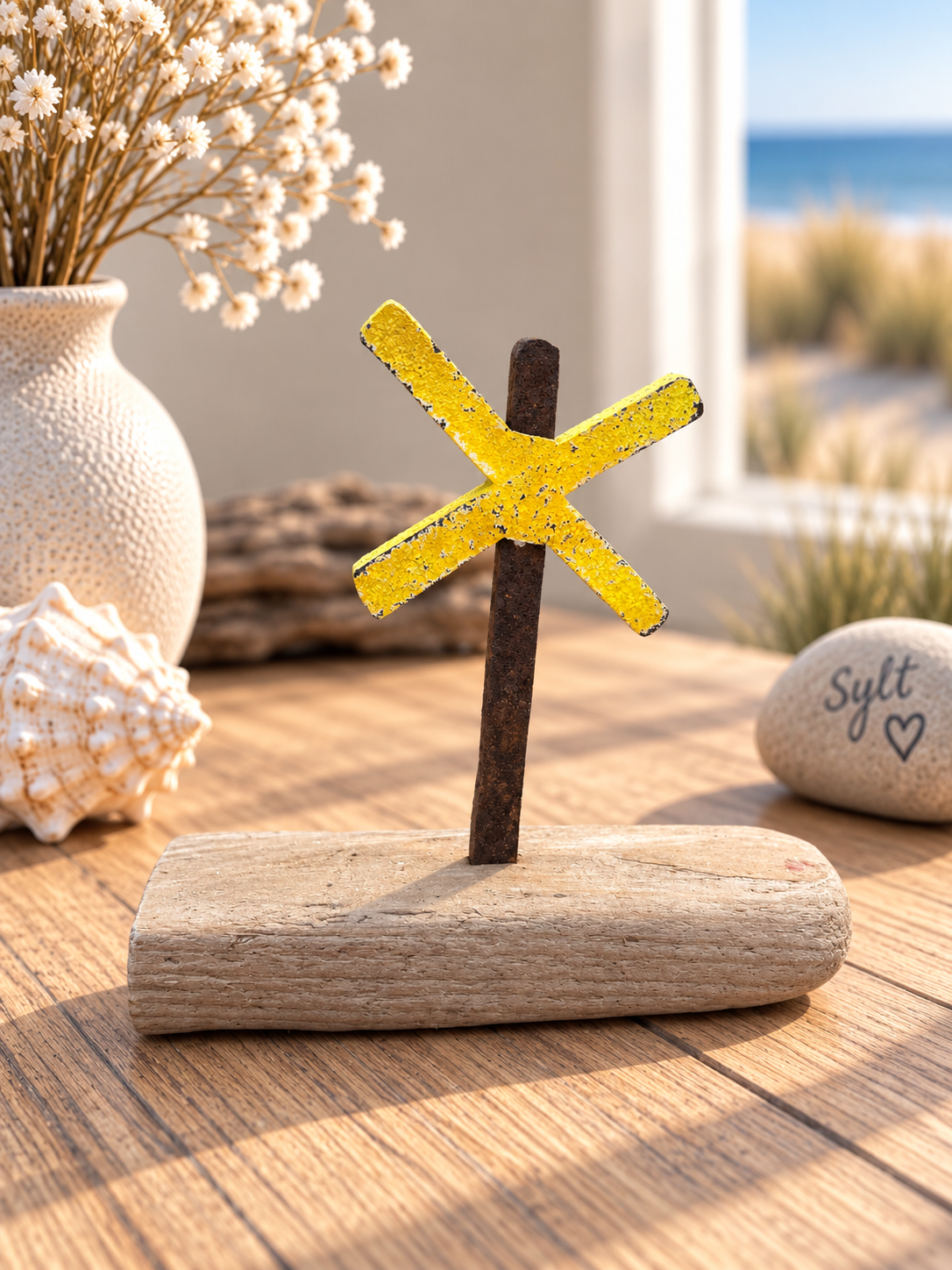 Mini Driftwood Skulptur „Buhnenkreuz“ – klein, aber voller Küstencharme