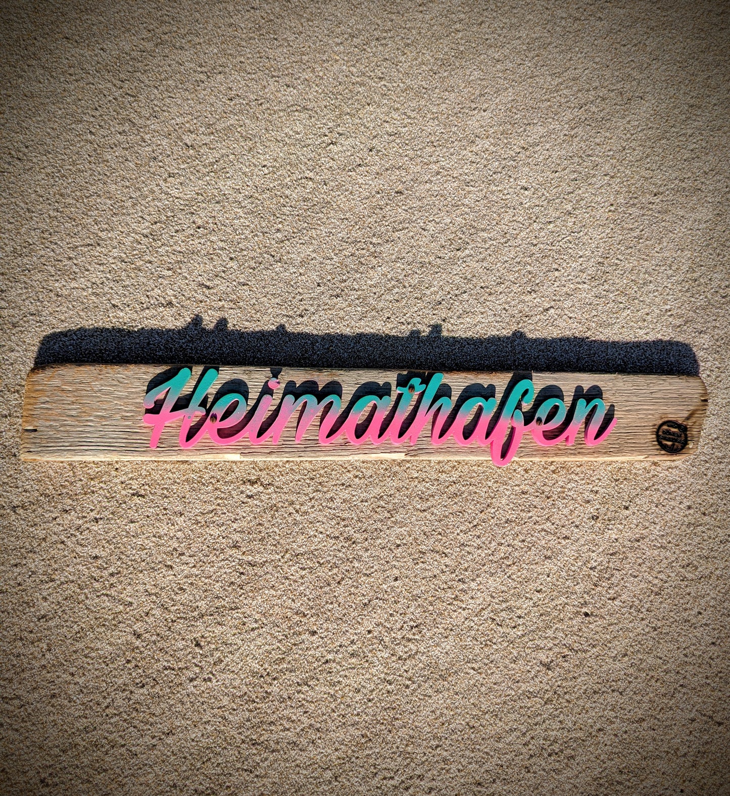 Driftwood-Schild · Heimathafen