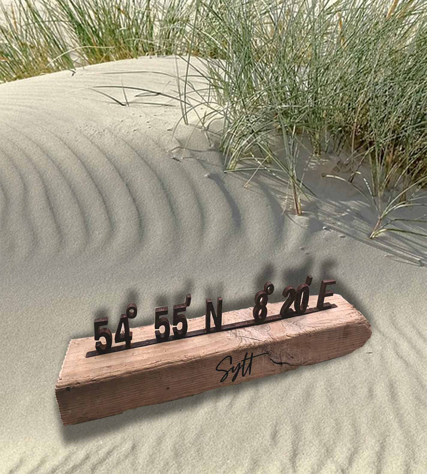 Driftwood Skulpturen • Sylt Schriftzug oder Sylt Koordinaten