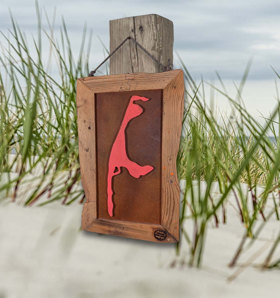 Driftwood-Schild Sylt · Vintage-Pink