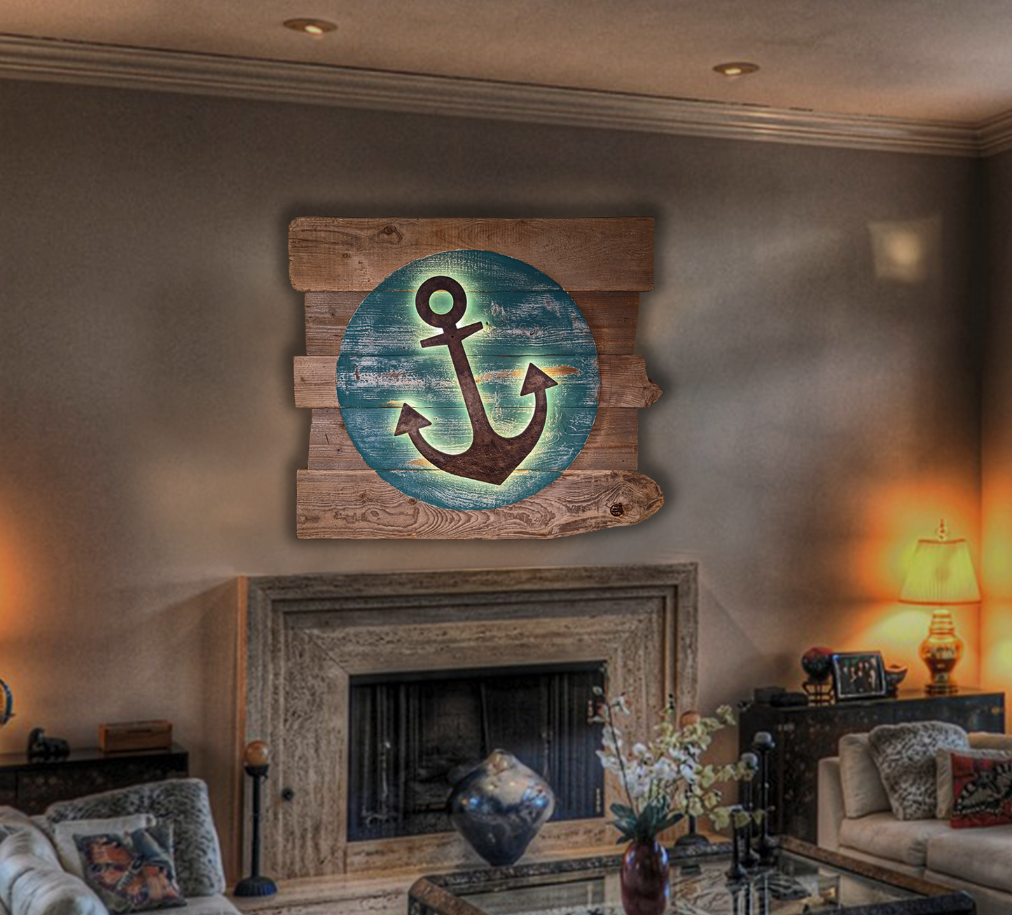 Driftwood-Anker Lampe