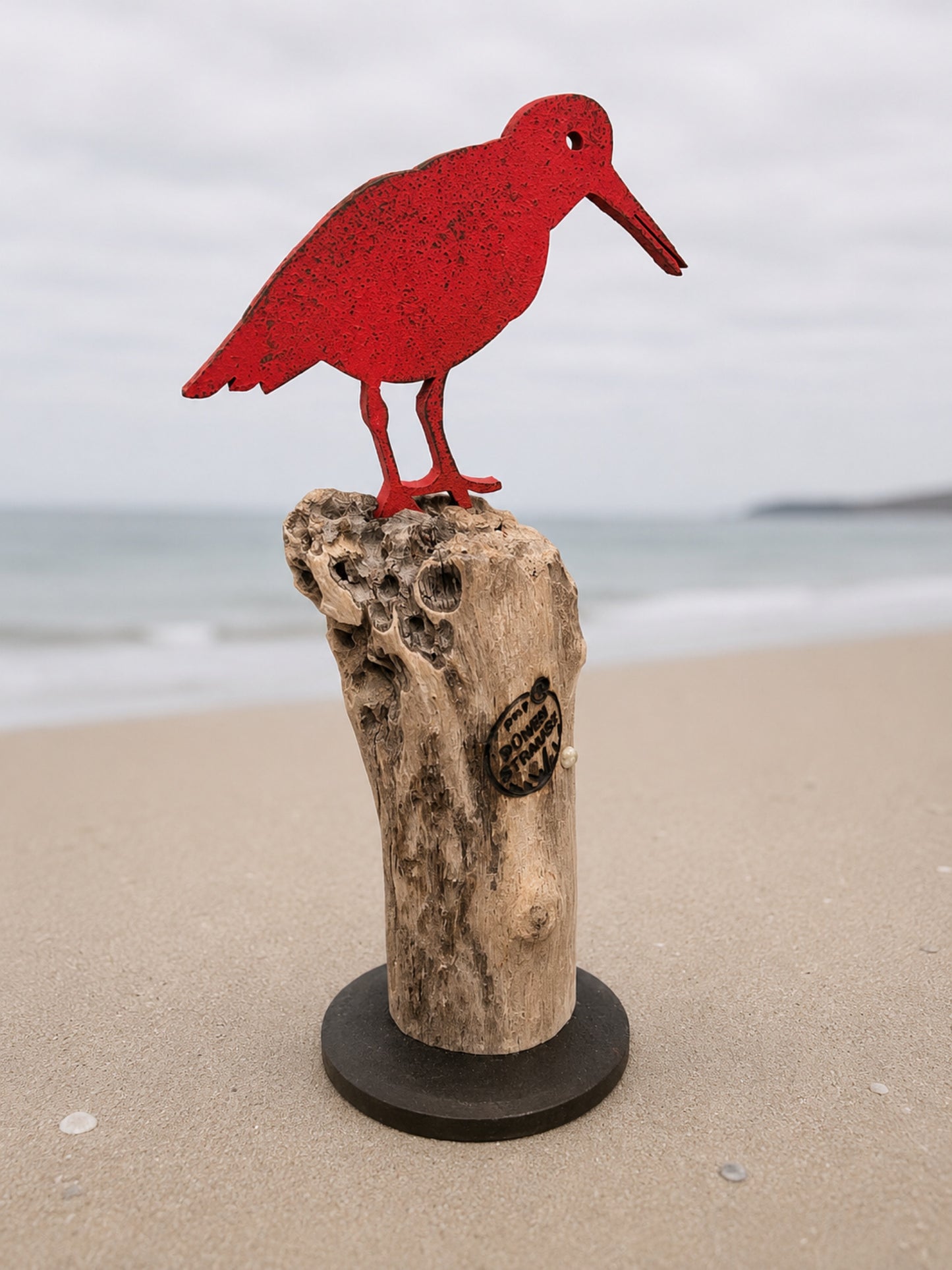Driftwood Skulptur „Austerfischer Petrol“