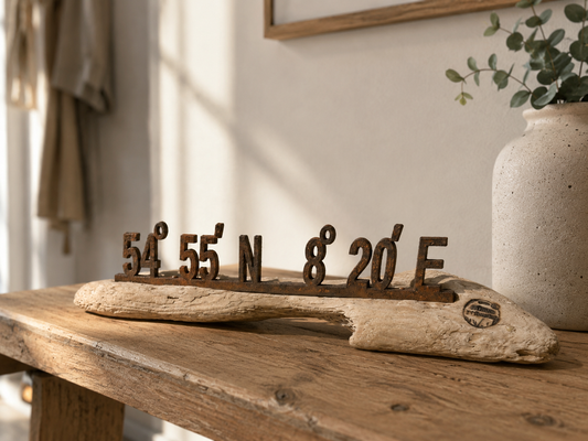 Driftwood Skulptur „Sylt Koordinaten“