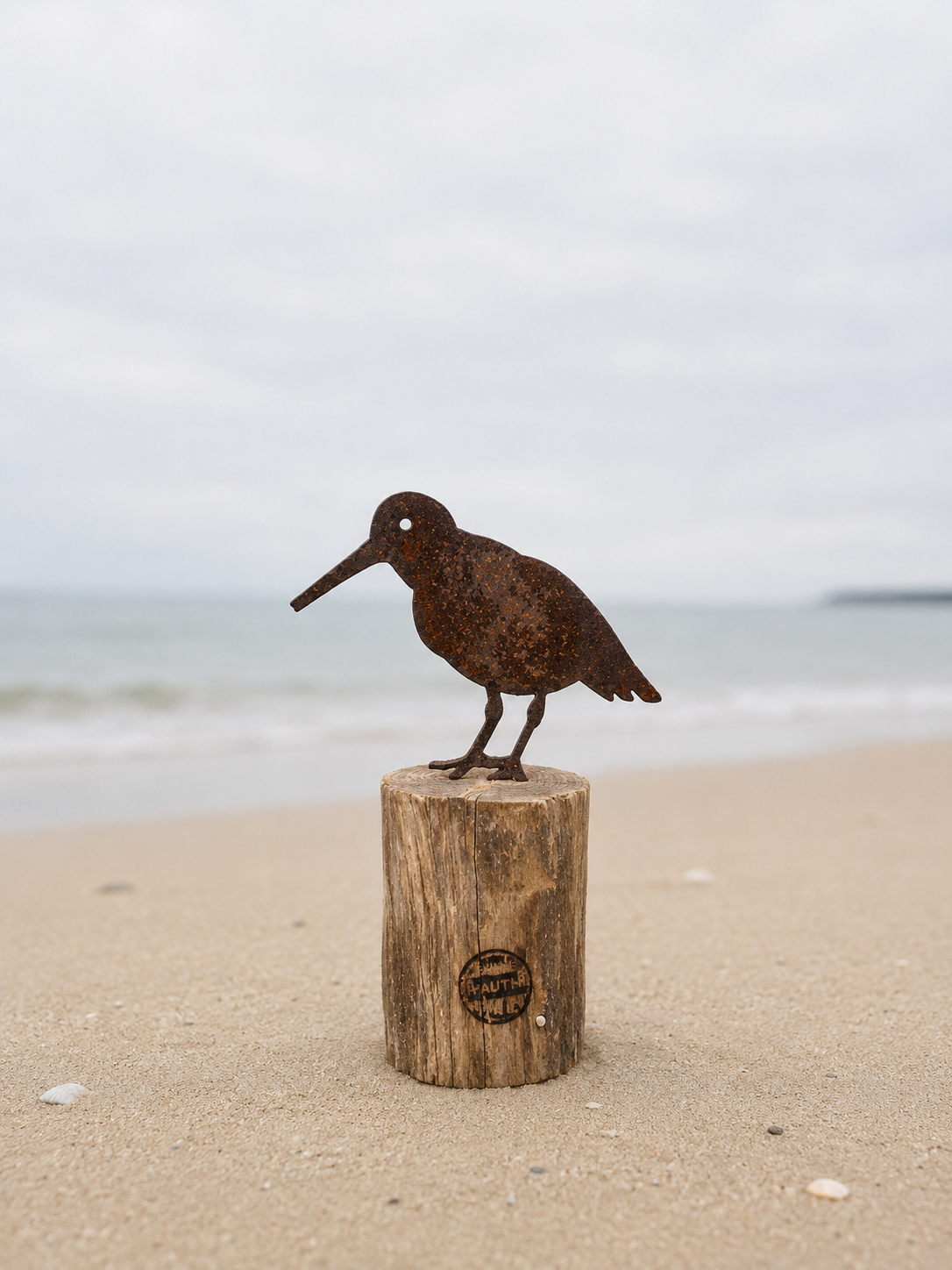 Driftwood Skulptur „Austerfischer Petrol“