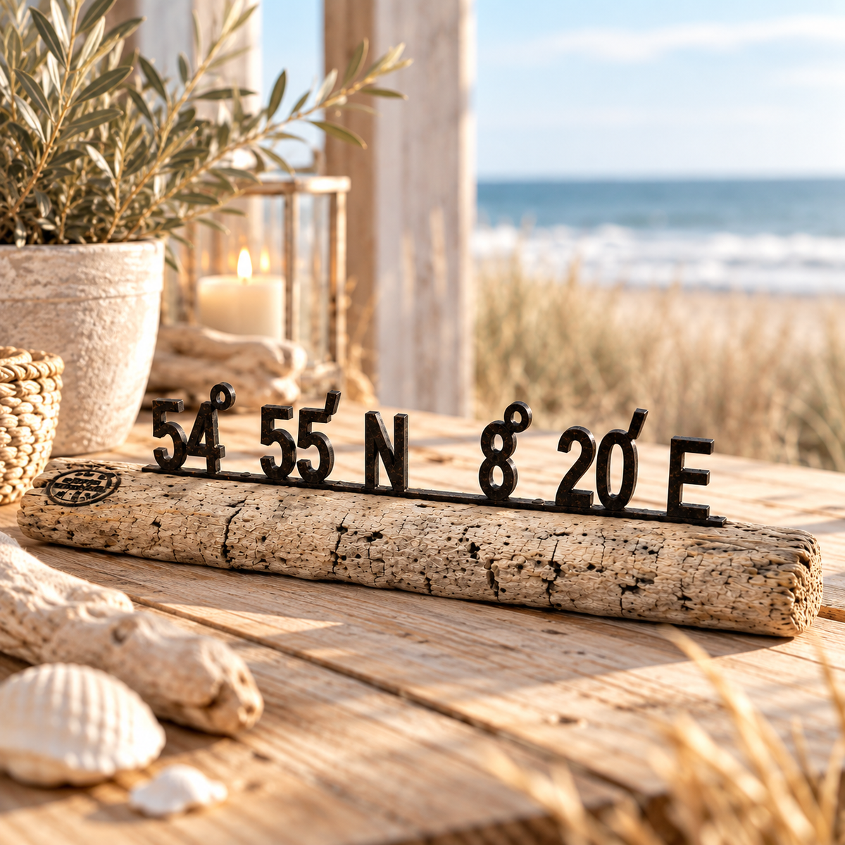 Driftwood Skulptur „Sylt Koordinaten“