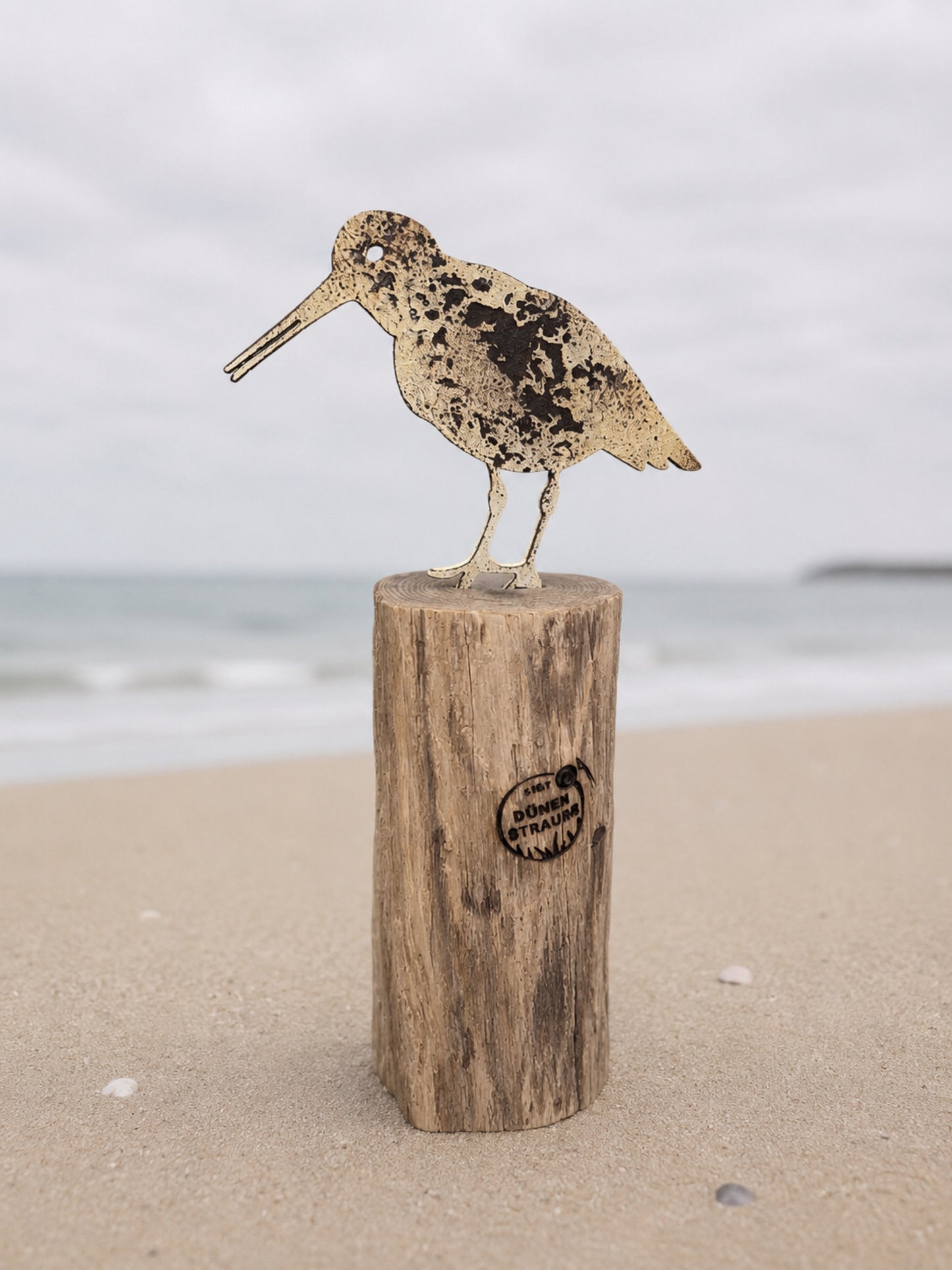 Driftwood Skulptur „Austerfischer Petrol“