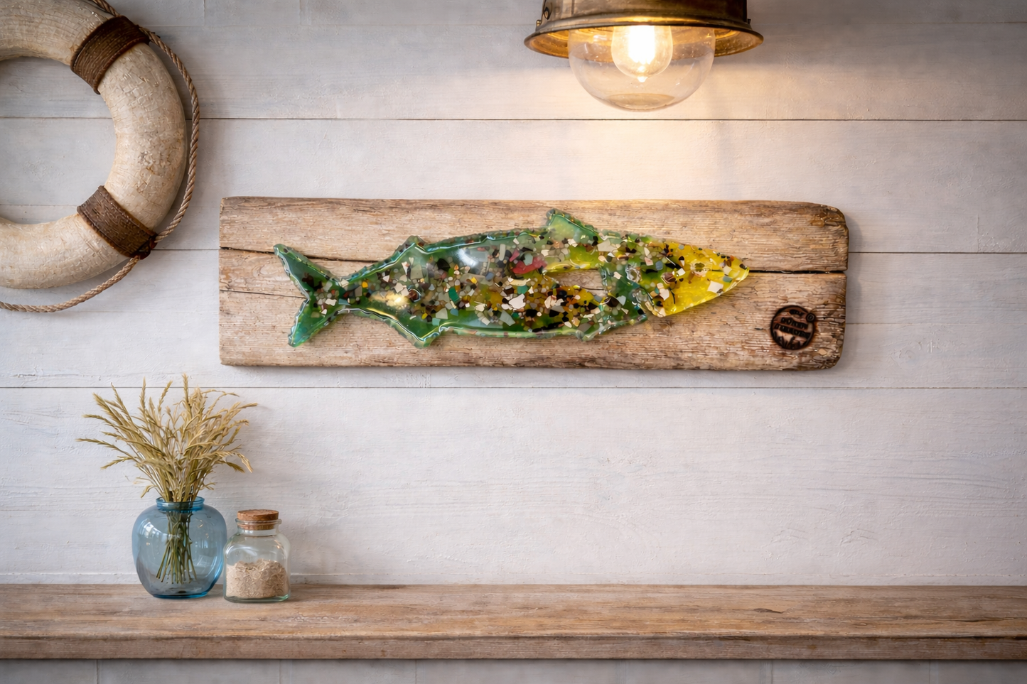 ⚓ Driftwood trift Epoxidharz „Sylt, Makrele, Anker & Co."