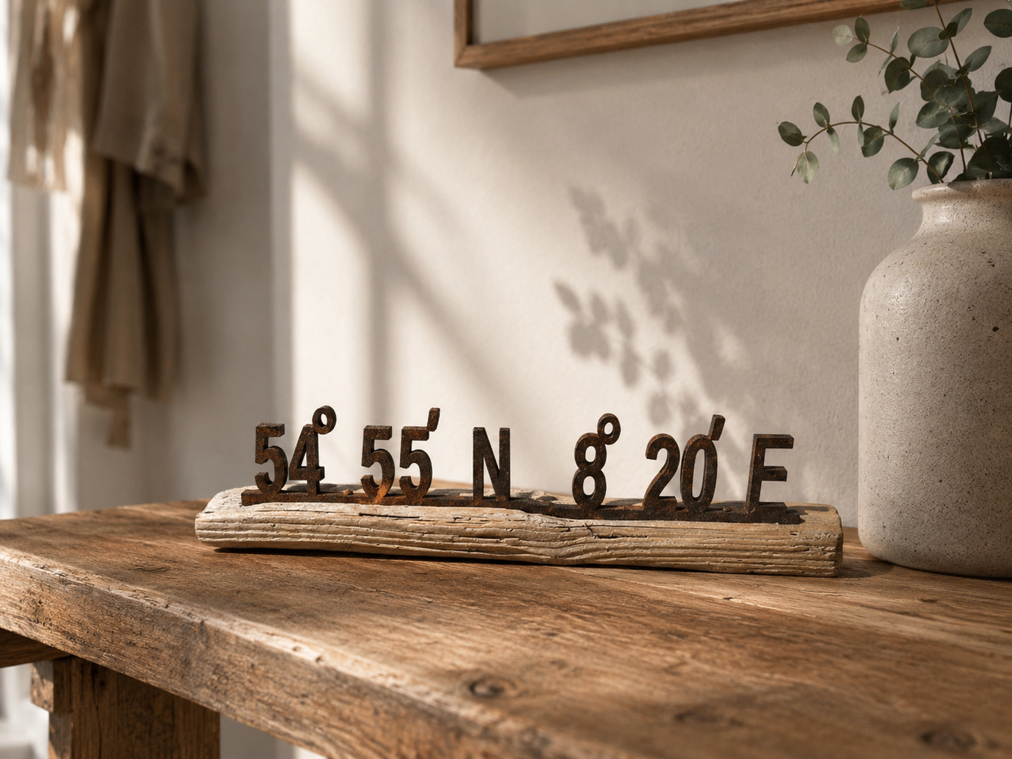 Driftwood Skulptur „Sylt Koordinaten“