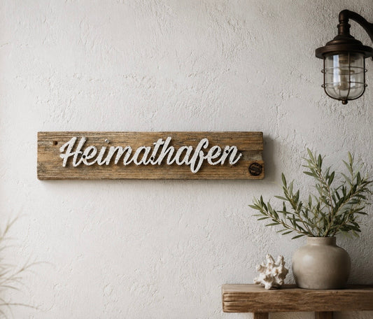 Driftwood Schild „Heimathafen“ – Ankommen, wo das Herz zuhause ist