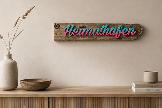 Driftwood Schild „Heimathafen“ – Ankommen, wo das Herz zuhause ist