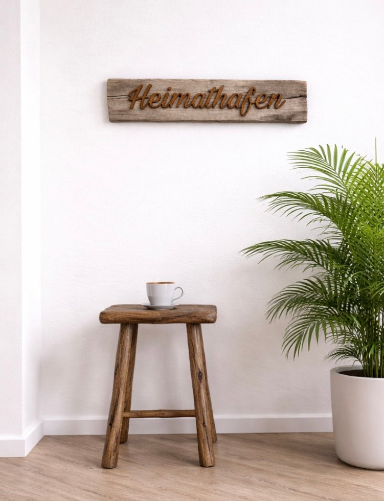 Driftwood Schild „Heimathafen“ – Ankommen, wo das Herz zuhause ist