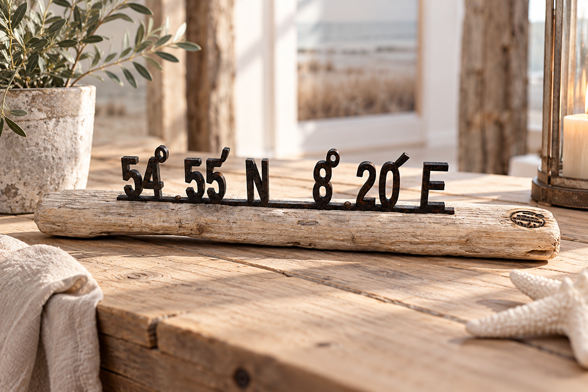 Driftwood Skulptur „Sylt Koordinaten“