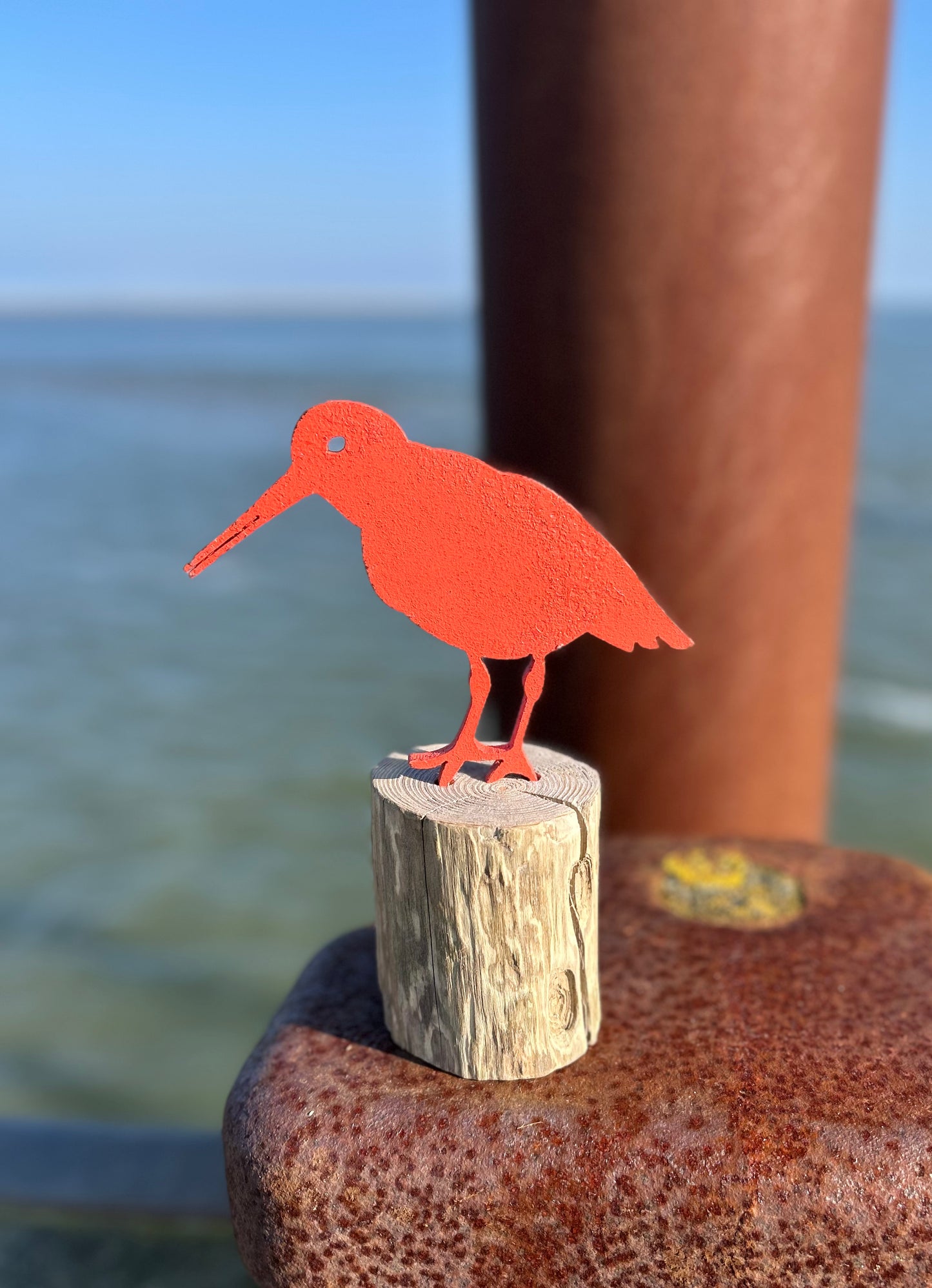 Driftwood Skulptur „Austerfischer Petrol“