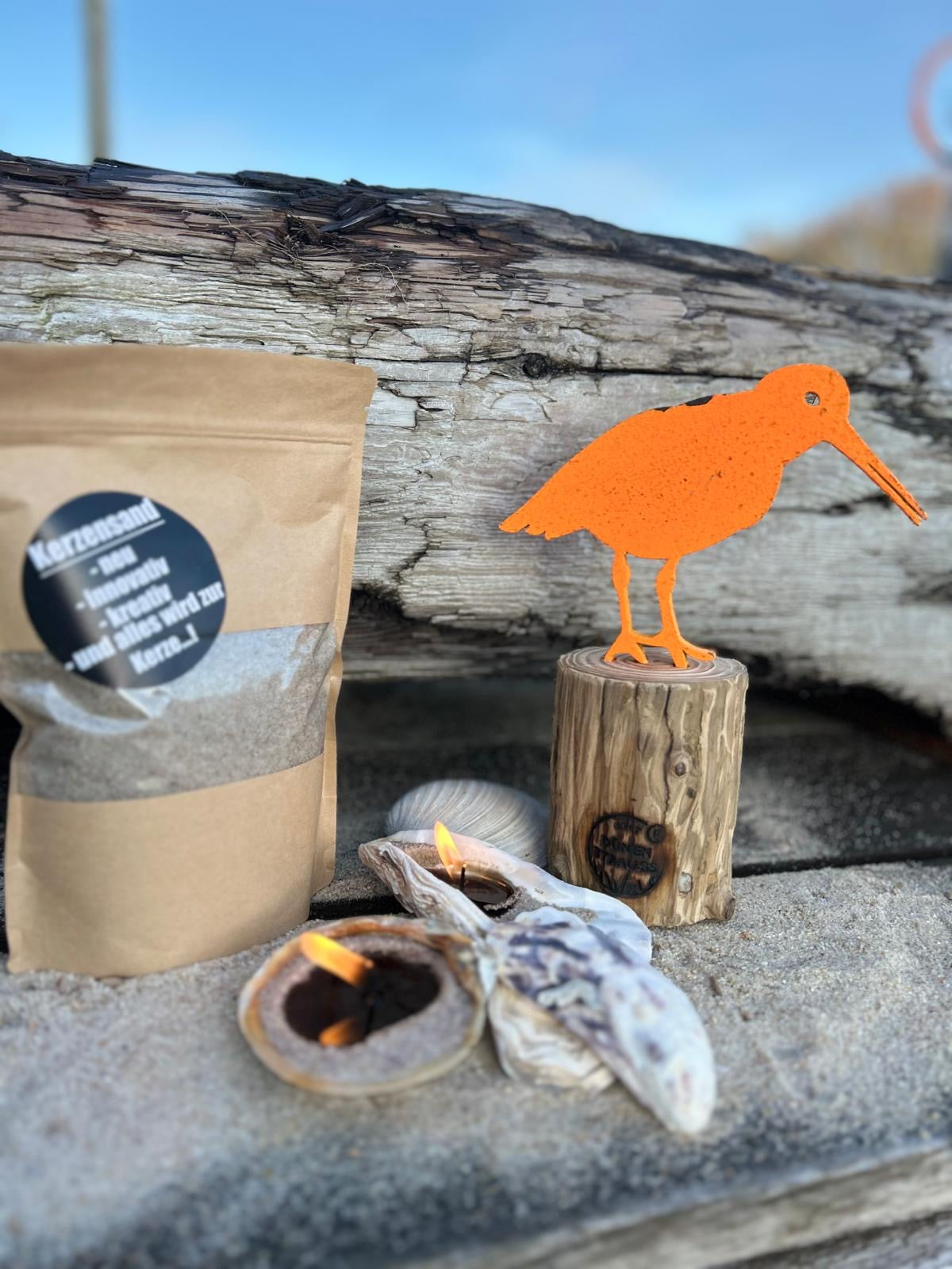 Driftwood Skulptur „Austerfischer Petrol“ – maritimes Unikat mit Sylter Seele