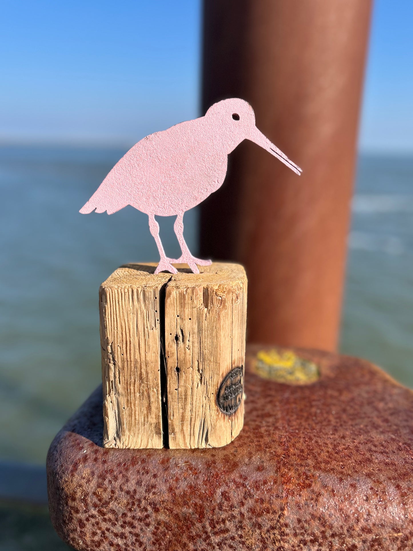 Driftwood Skulptur „Austerfischer Petrol“