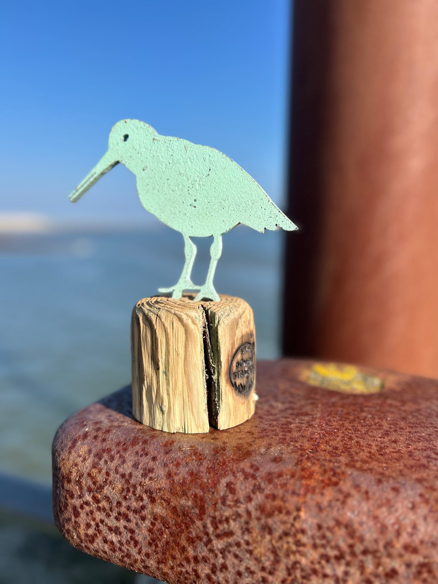 Driftwood Skulptur „Austerfischer Petrol“