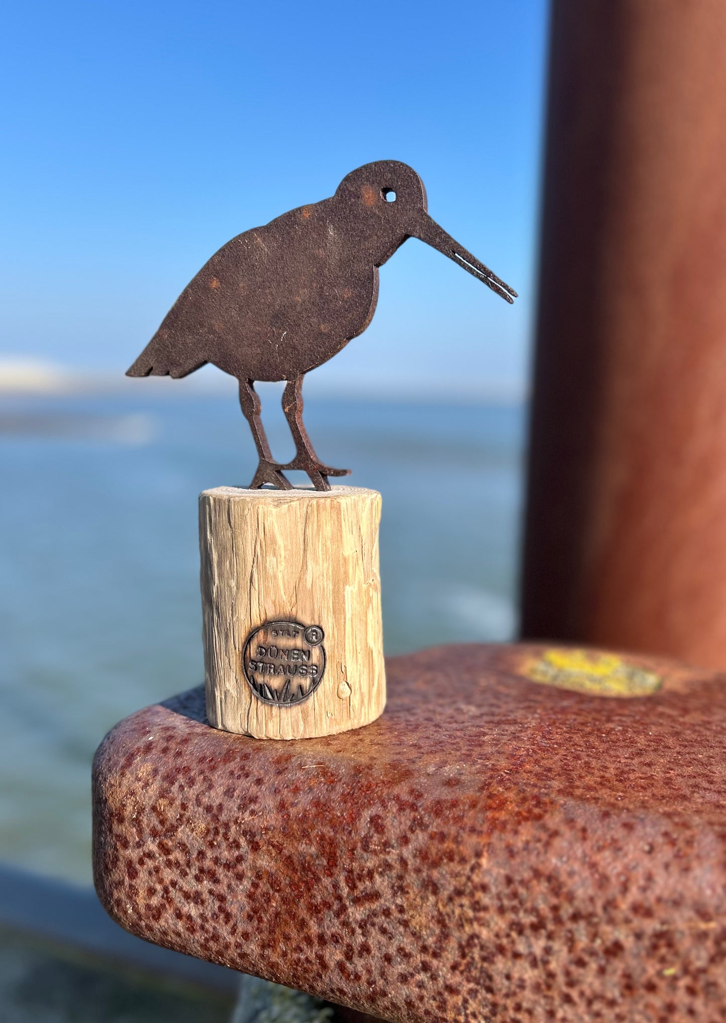 Driftwood Skulptur „Austerfischer Petrol“