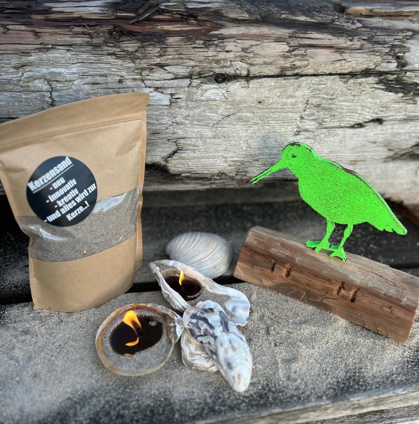 Driftwood Skulptur „Austerfischer Petrol“ – maritimes Unikat mit Sylter Seele