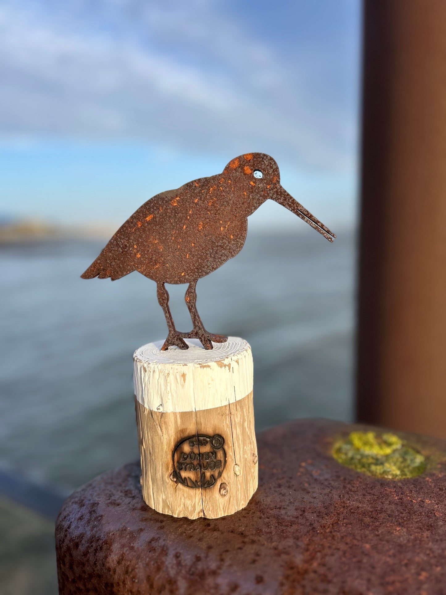 Driftwood Skulptur „Austerfischer Petrol“ – maritimes Unikat mit Sylter Seele