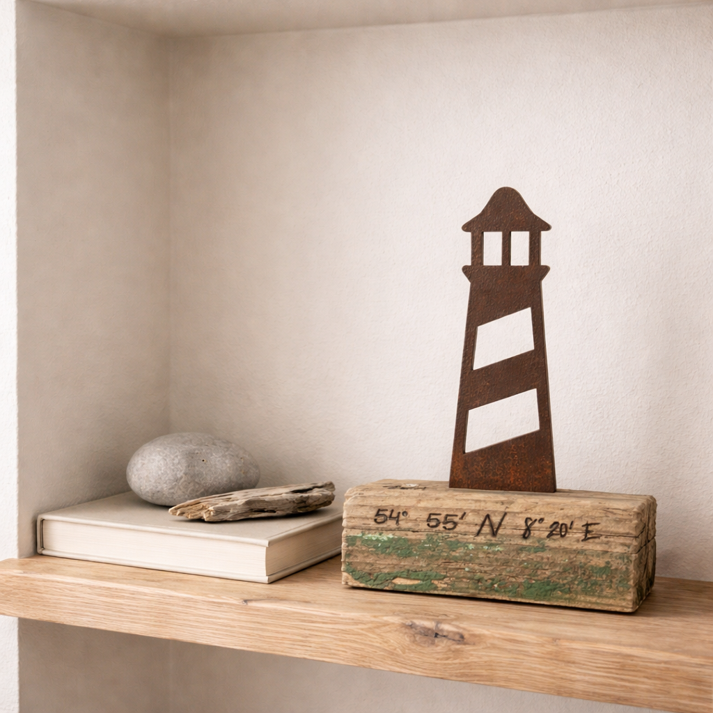 🌊 Driftwood Skulptur „Sylter Leuchtturm“ – Ein Stück Küste für Zuhause