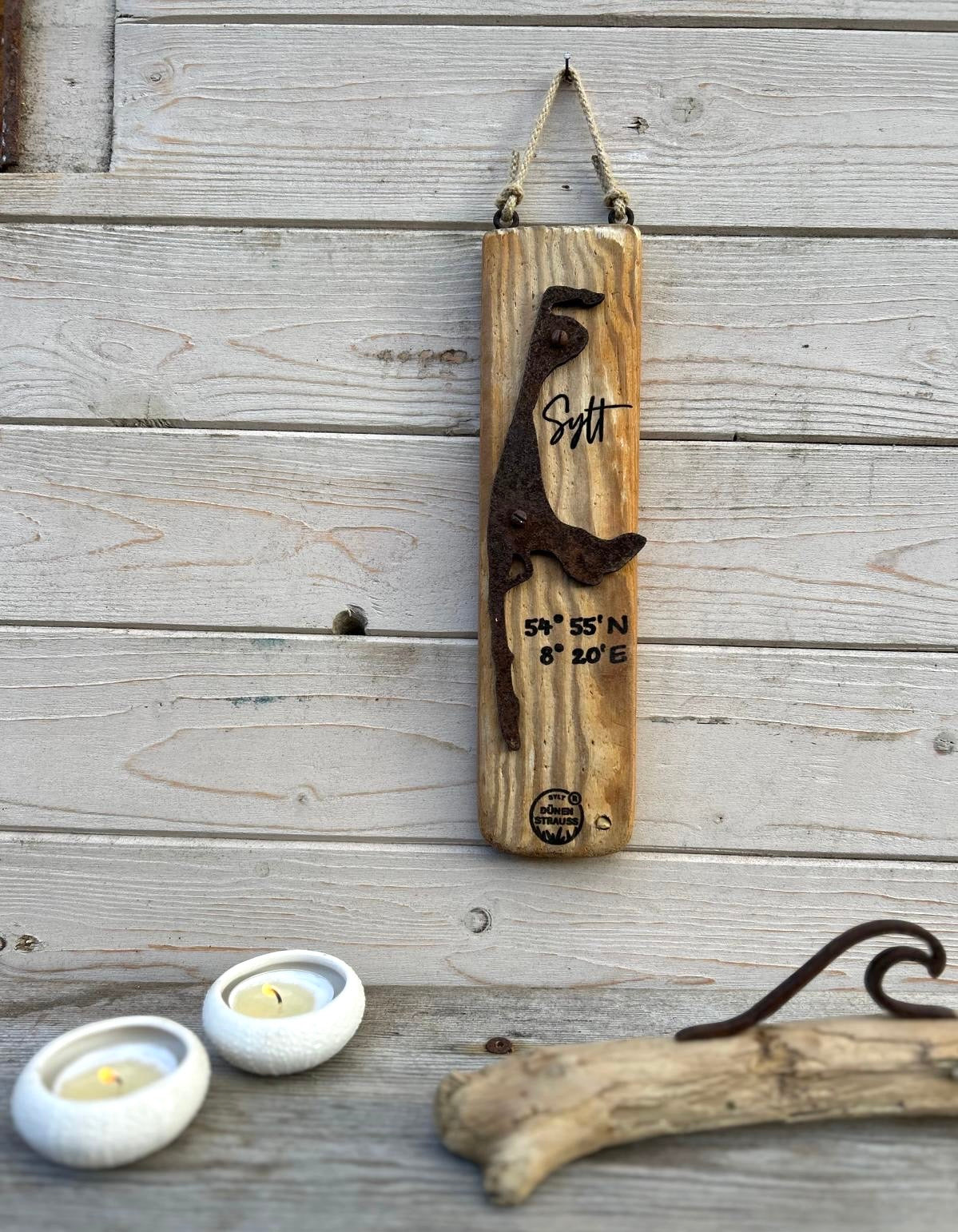 Driftwood-Schild Sylt · Koordinaten