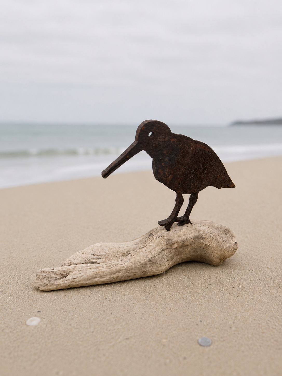 Driftwood Skulptur „Austerfischer Petrol“