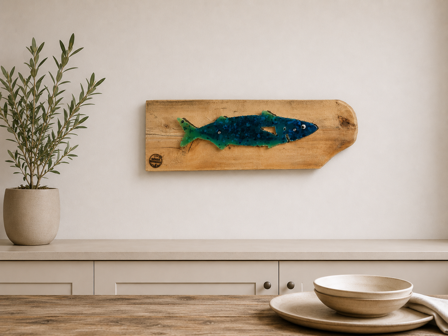 ⚓ Driftwood trift Epoxidharz „Sylt, Makrele, Anker & Co."