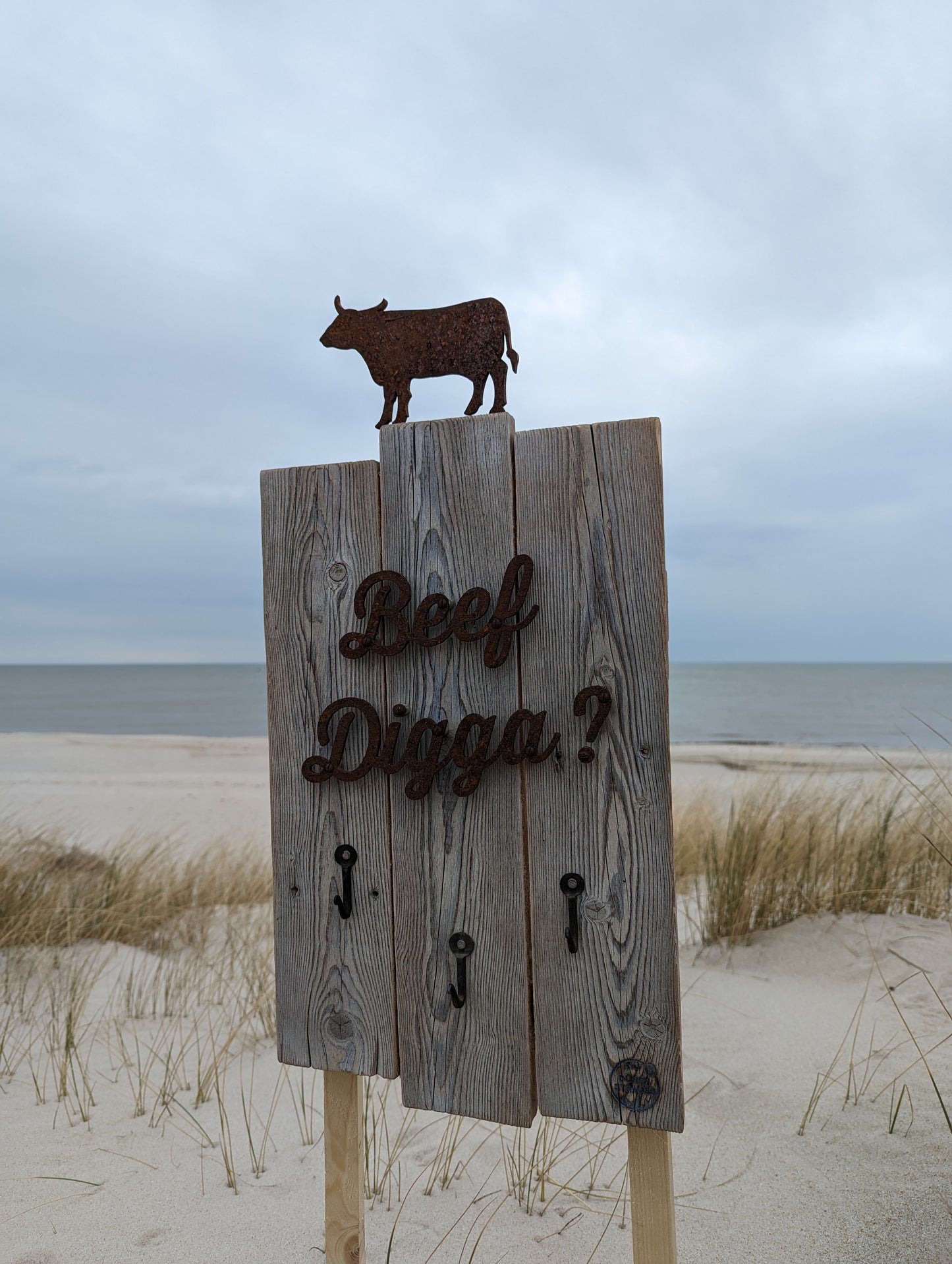 Driftwood-Schild "Beef Digga?"