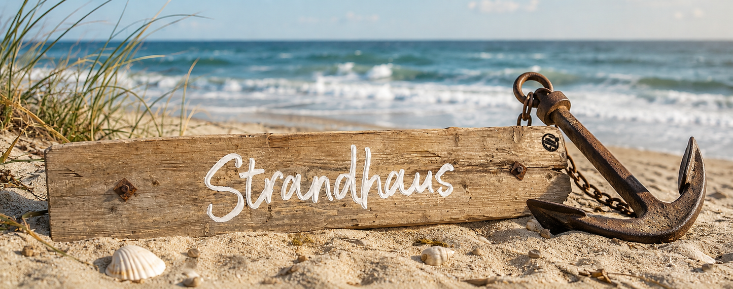 Driftwood Schild „Strandhaus“